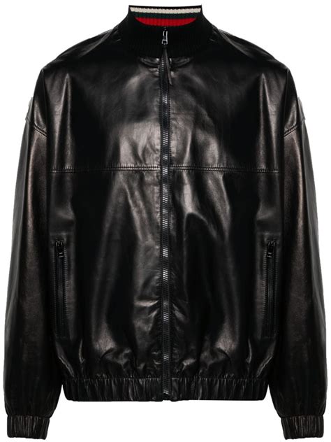 gucci embroidered leather bomber jacket|vintage gucci leather jacket men's.